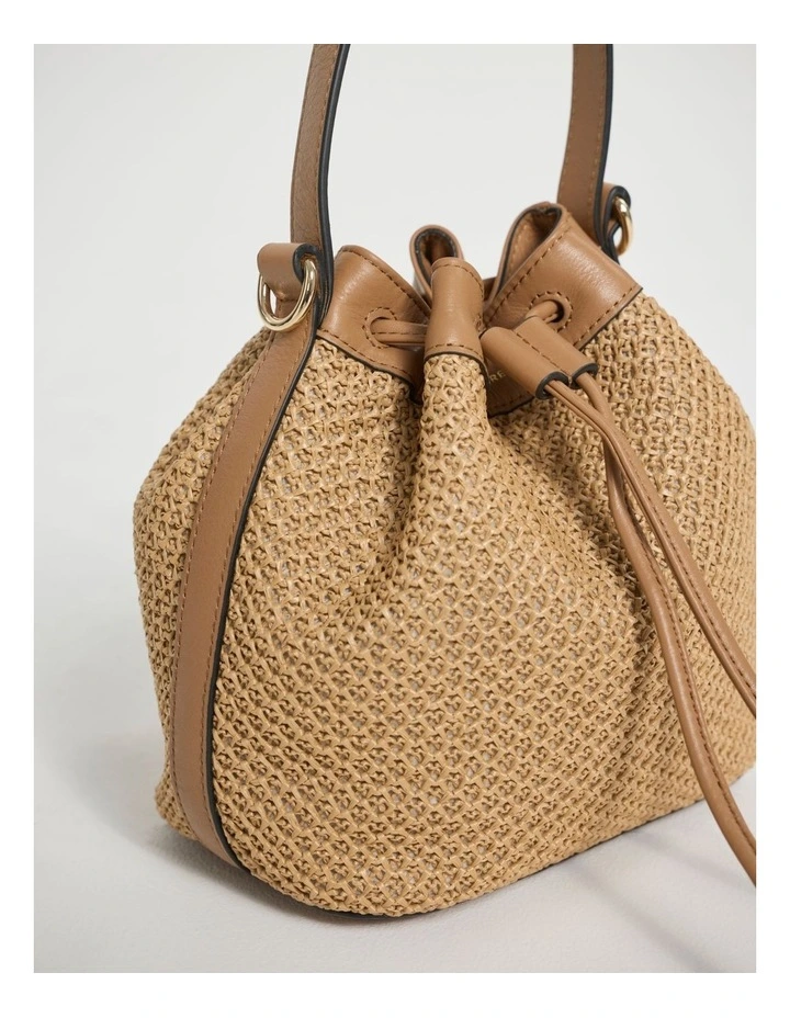 Adalee Raffia Bucket Bag in Oak Multi image 3