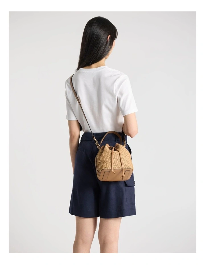 Adalee Raffia Bucket Bag in Oak Multi image 5