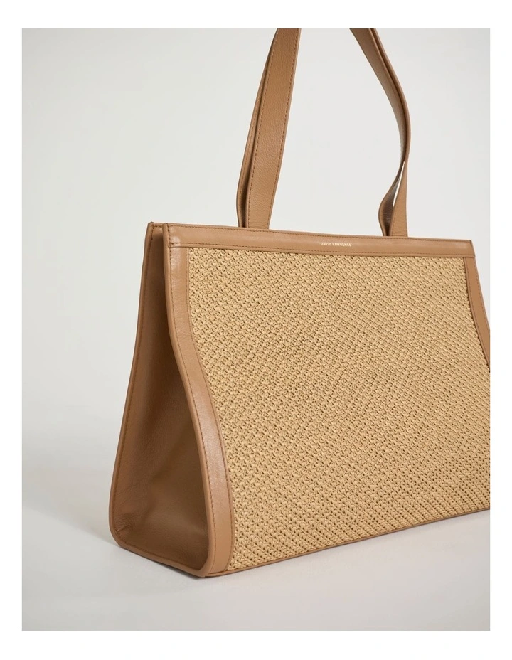 Adalee Raffia Tote Bag in Oak Multi image 2