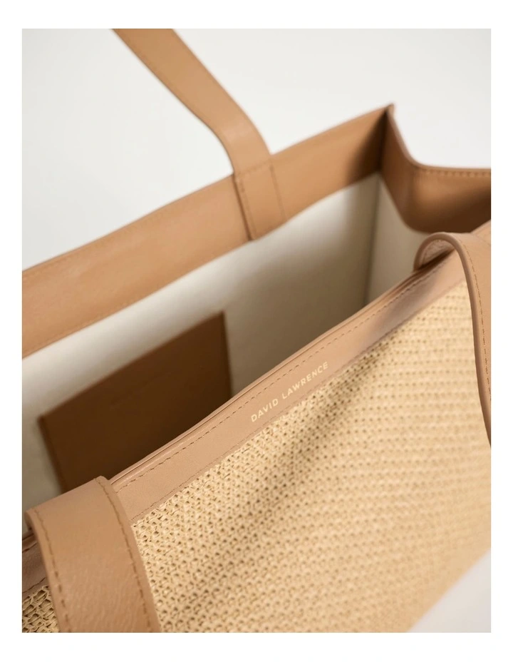 Adalee Raffia Tote Bag in Oak Multi image 3