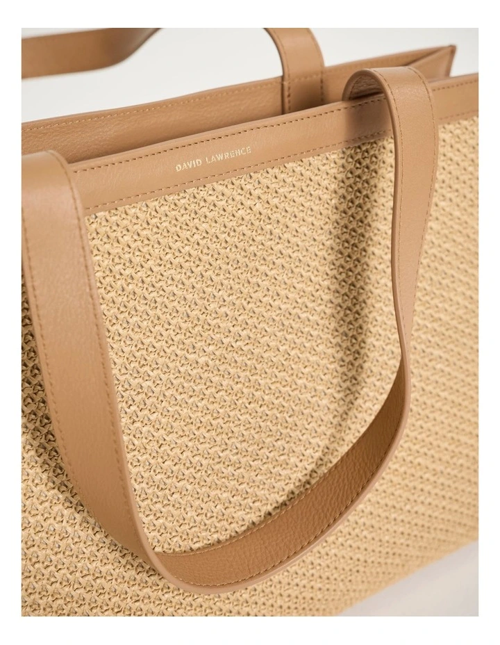 Adalee Raffia Tote Bag in Oak Multi image 4