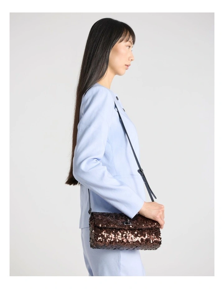 Maura Sequin Clutch in Black image 4