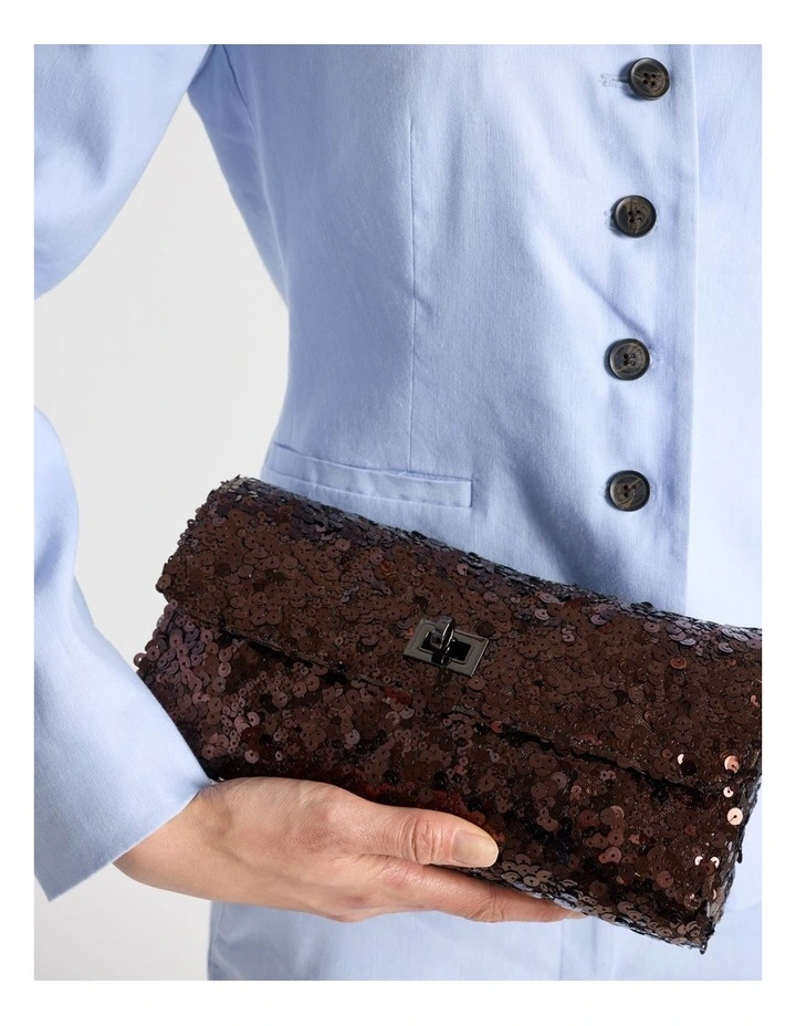 Maura Sequin Clutch in Black image 5