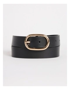 Kumru Leather Belt in Black/Gold