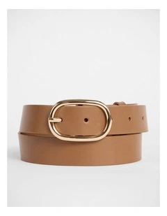 Kumru Leather Belt in Tan/Gold