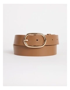 Kumru Leather Belt in Tan/Gold