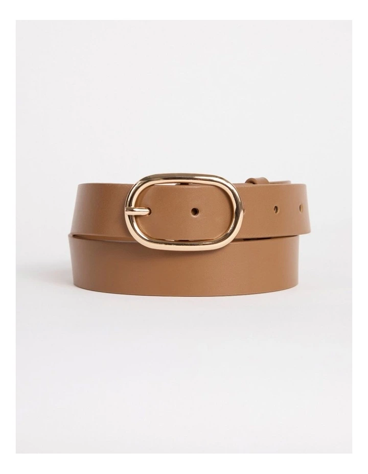 Kumru Leather Belt in Tan/Gold image 1