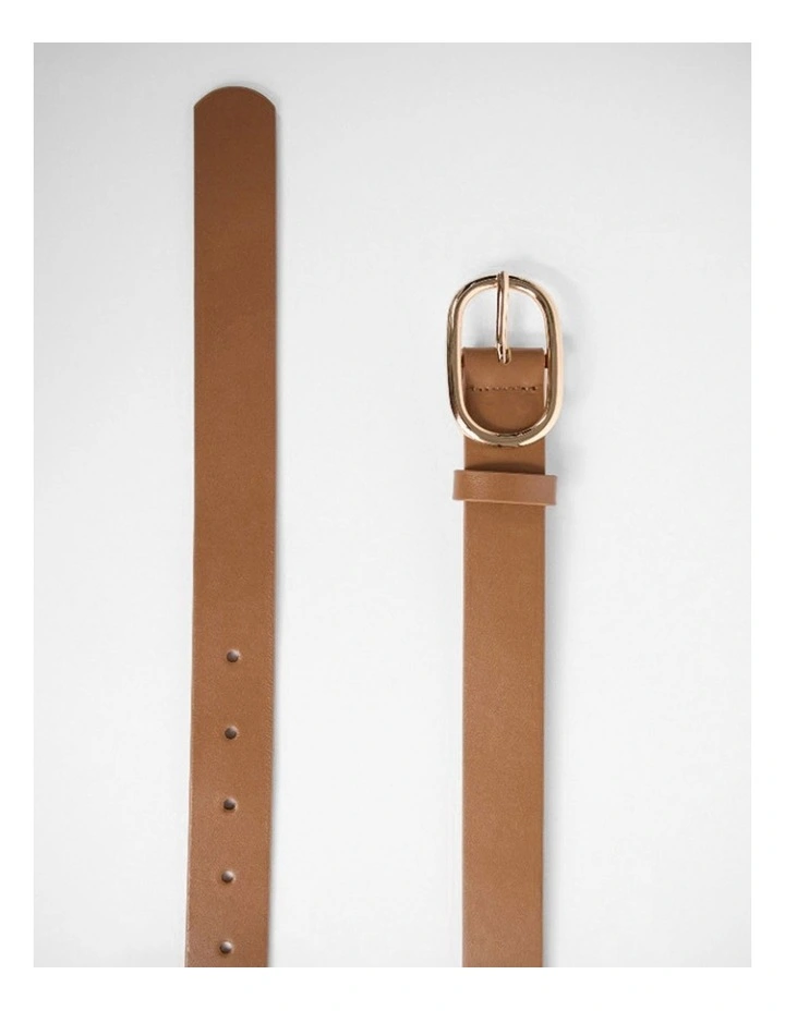Kumru Leather Belt in Tan/Gold image 3