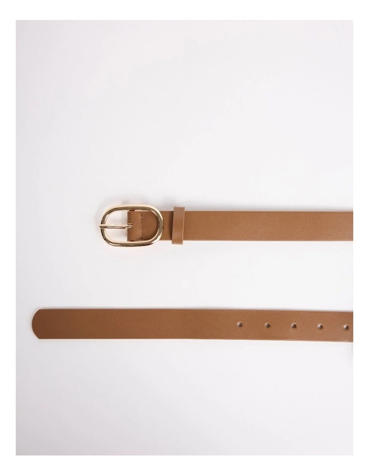 Kumru Leather Belt in Tan/Gold image 3