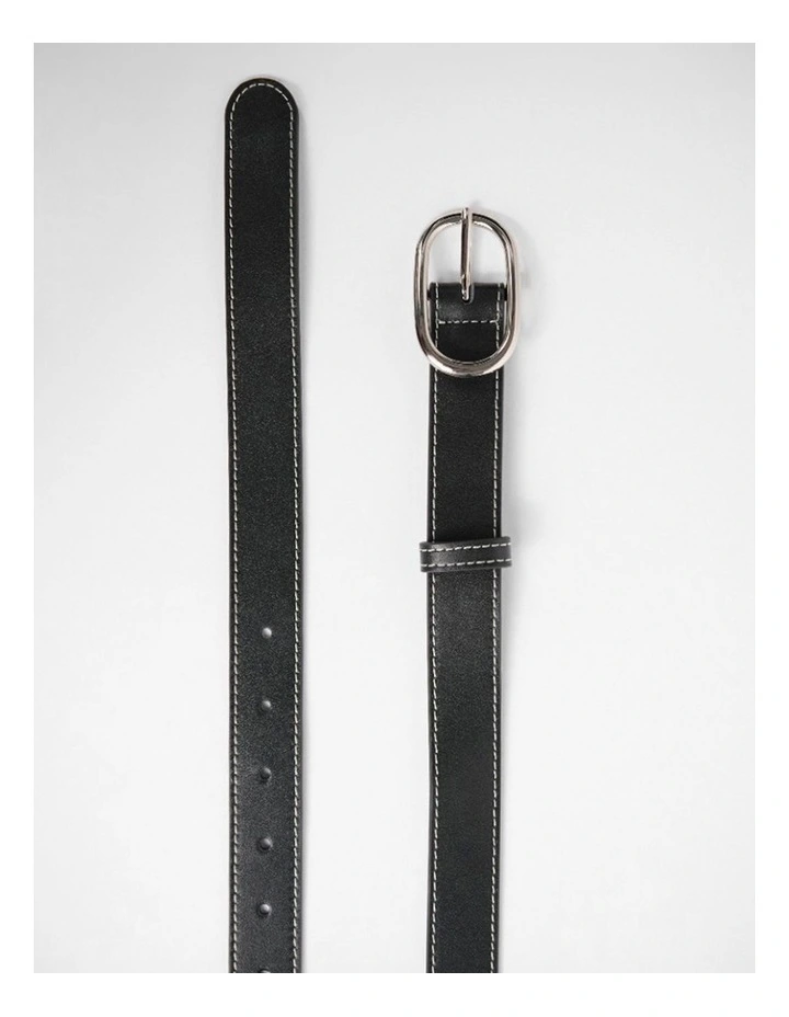 Jagger Leather Contrast Belt in Black/White image 3