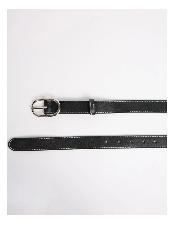 Jagger Leather Contrast Belt in Black/White image 4