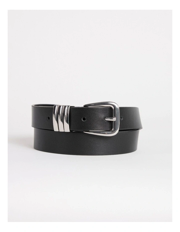 Essie Leather Belt in Black/Silver image 1