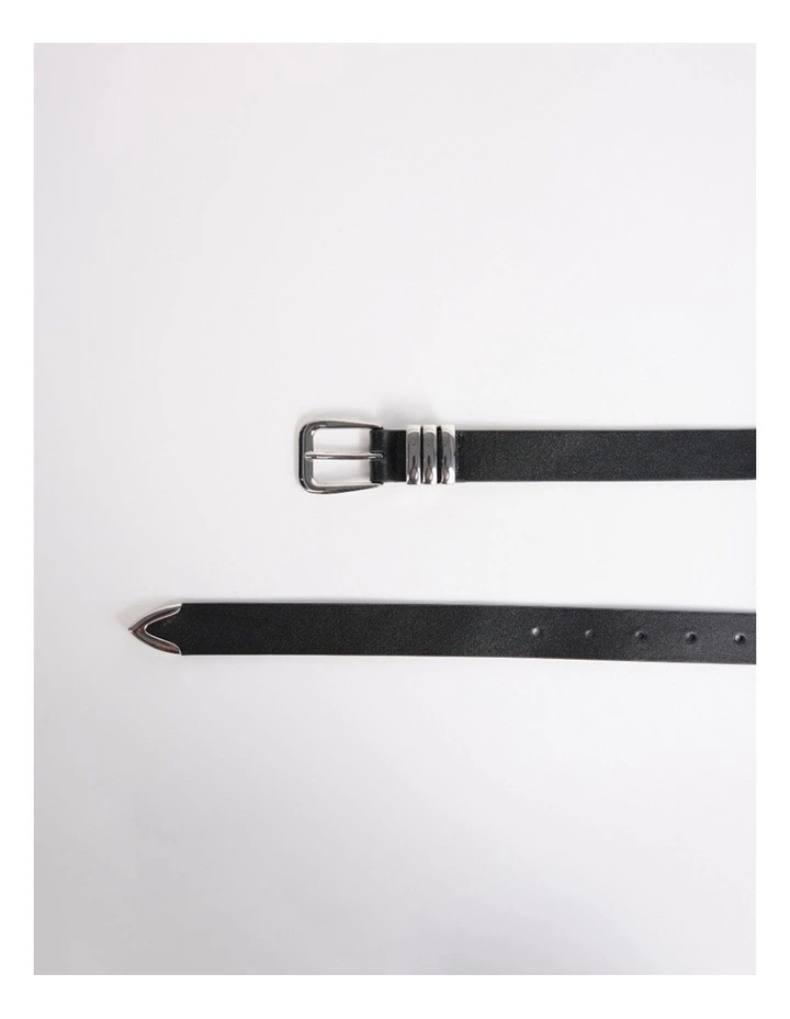 Essie Leather Belt in Black/Silver image 2