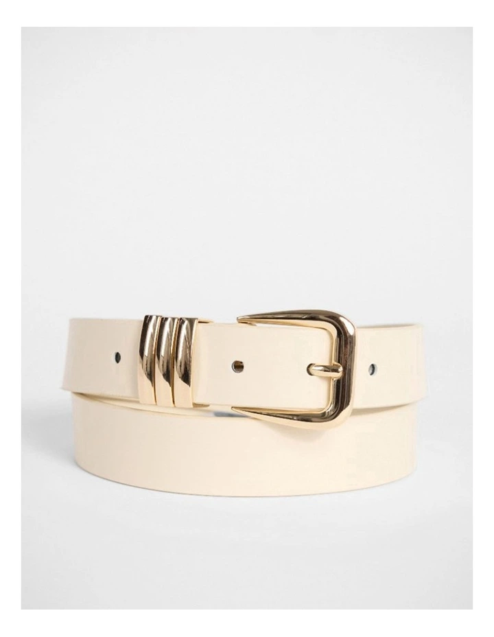 Essie Leather Belt in Bone/Gold image 1