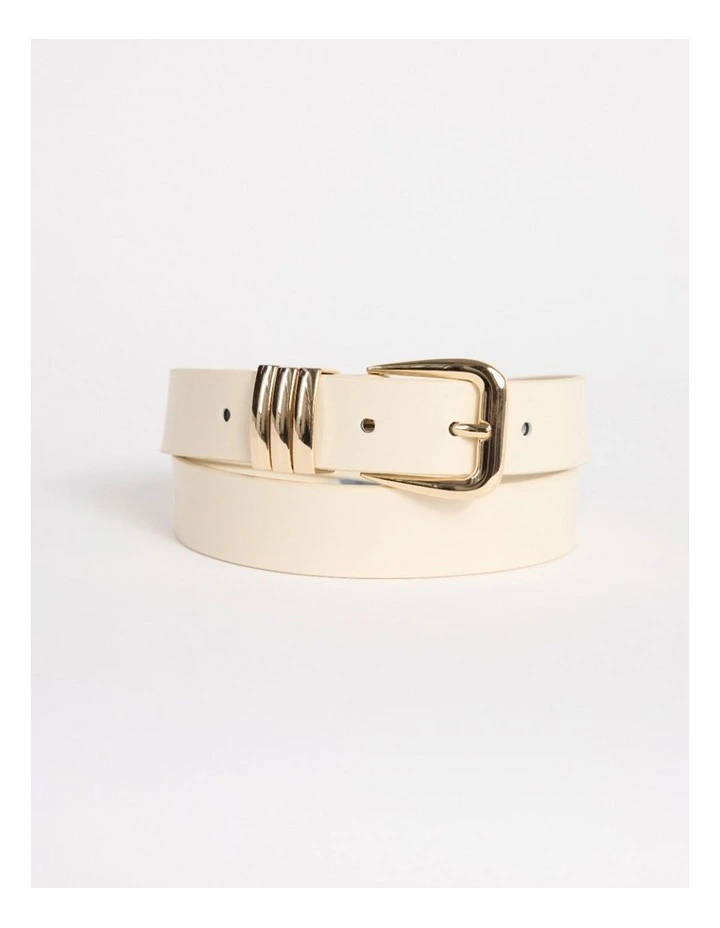 Essie Leather Belt in Bone/Gold image 1