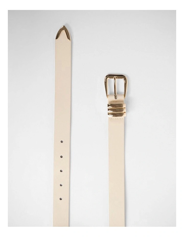 Essie Leather Belt in Bone/Gold image 3
