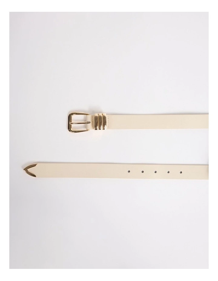 Essie Leather Belt in Bone/Gold image 3