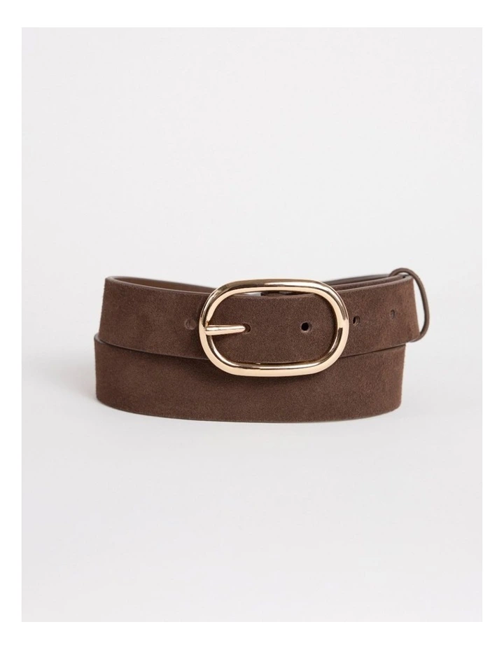 Kumru Leather Suede Belt in Chocolate image 1