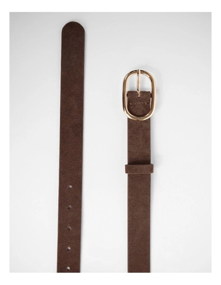 Kumru Leather Suede Belt in Chocolate image 3