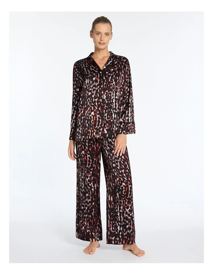 Manon Silk Pyjama Blouse in Black Multi image 1