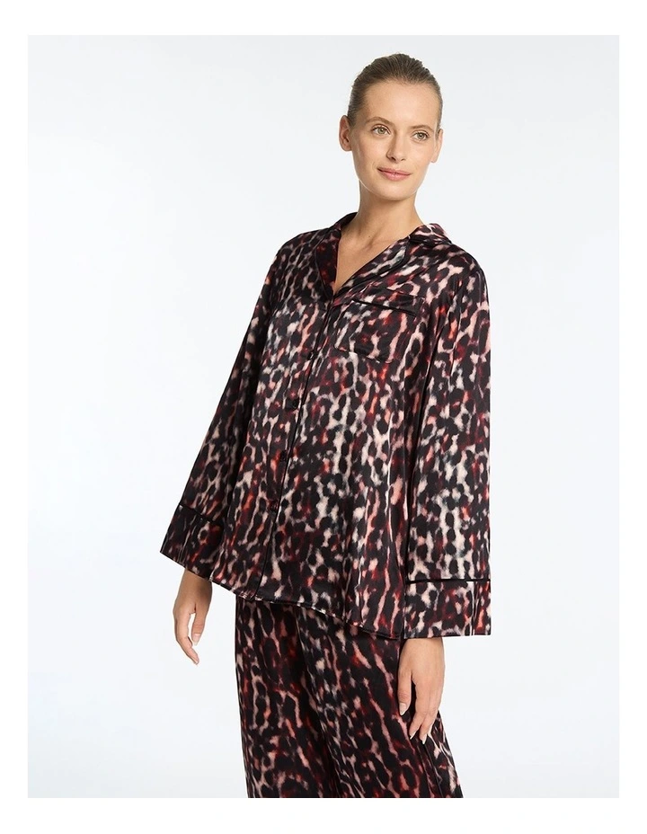 Manon Silk Pyjama Blouse in Black Multi image 2