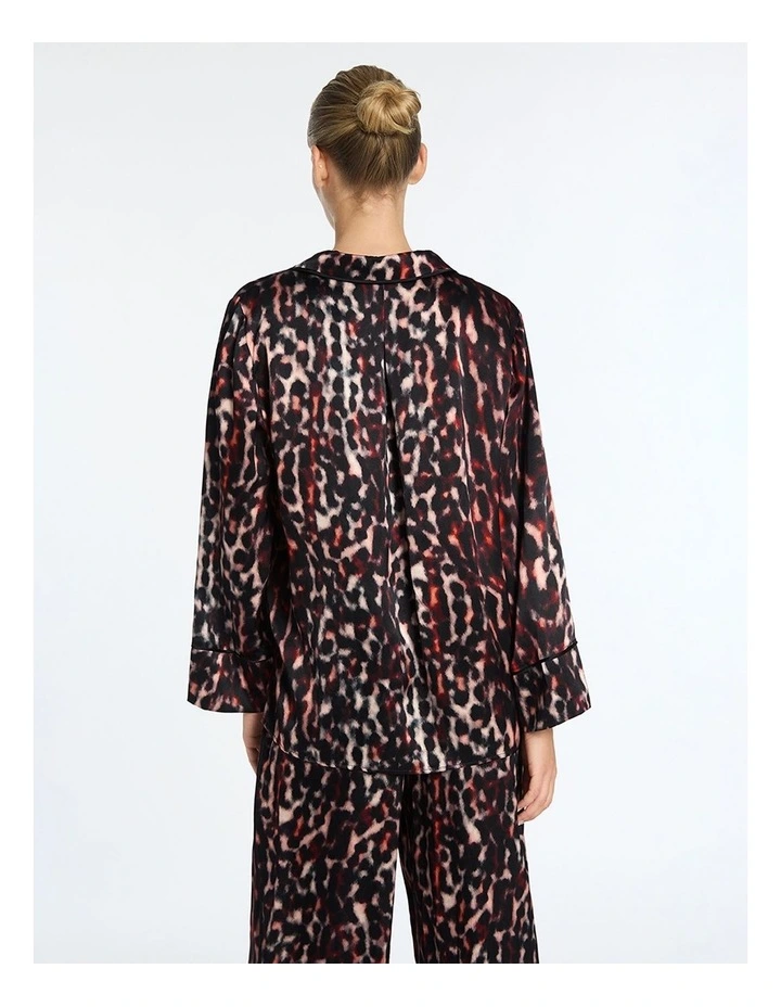 Manon Silk Pyjama Blouse in Black Multi image 3
