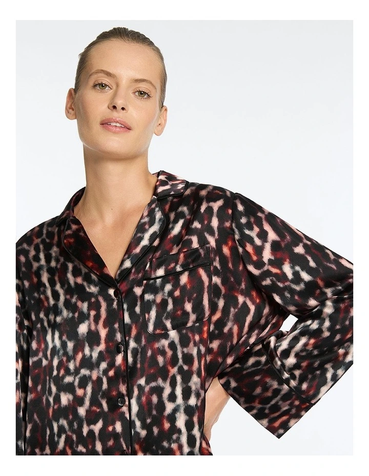 Manon Silk Pyjama Blouse in Black Multi image 4