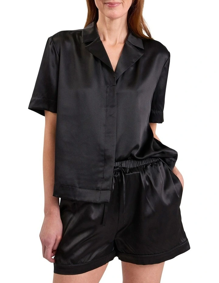Cannes Silk Sleep Short in Black image 2