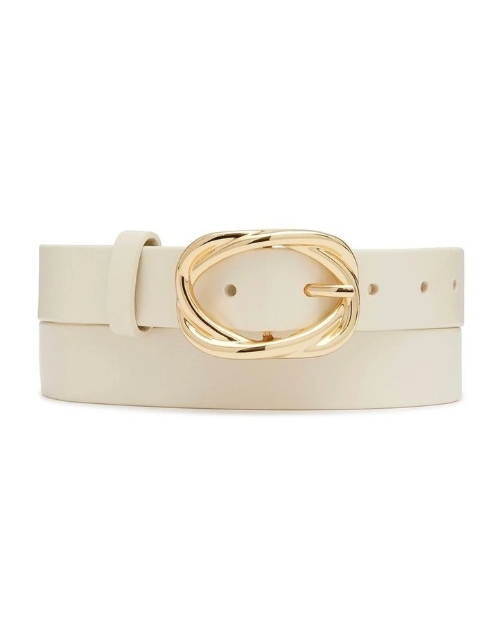 Zinnia Leather Belt in Ivory/Gold image 1