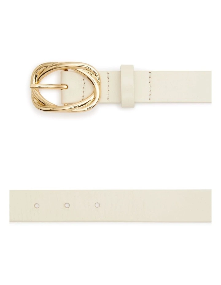 Zinnia Leather Belt in Ivory/Gold image 2