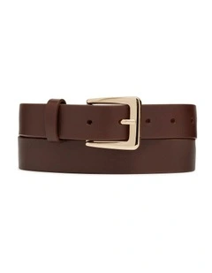Sydnie Leather Belt in Chocolate/Gold