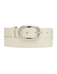 Kumru Textured Leather Belt in Ivory/Silver