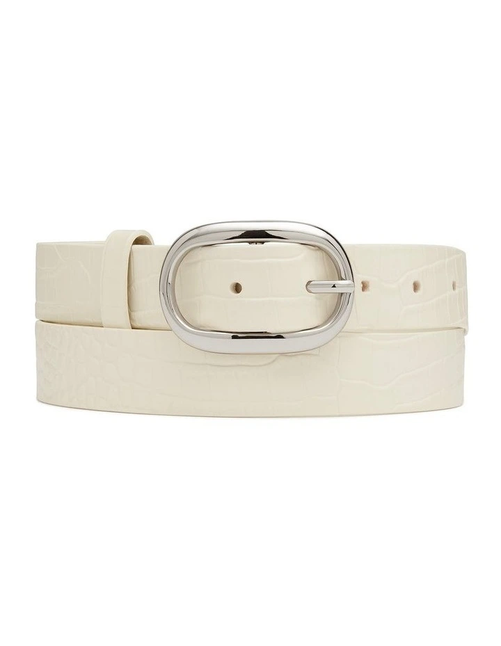 Kumru Textured Leather Belt in Ivory/Silver image 1