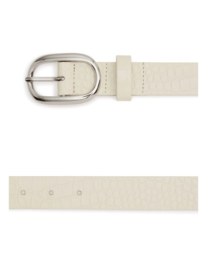 Kumru Textured Leather Belt in Ivory/Silver image 2