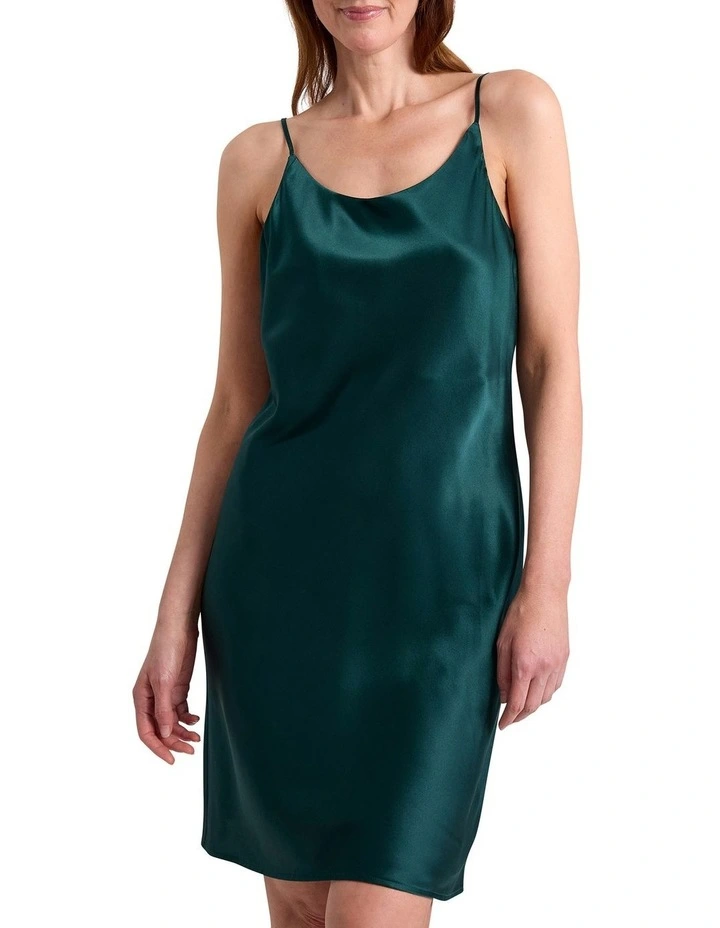 Cannes Short Silk Sleep Dress in Emerald image 2