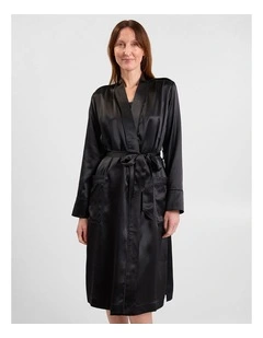 Cannes Silk Sleep Robe in Black