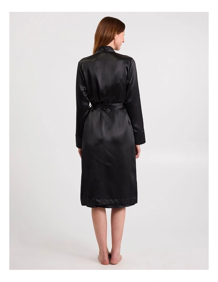 Cannes Silk Sleep Robe in Black image 5