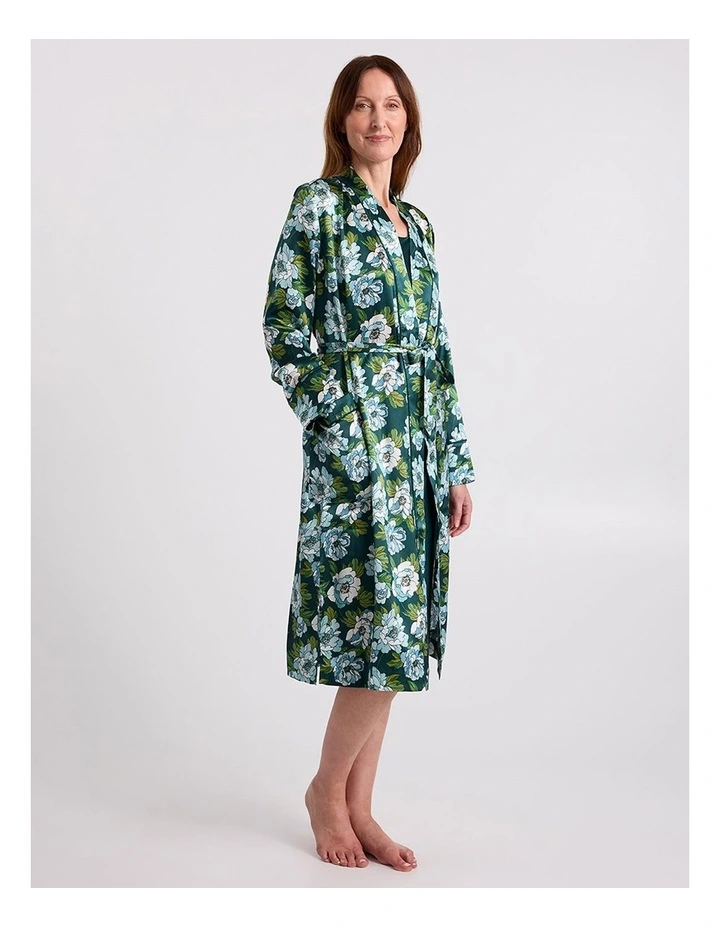 Acacia Silk Sleep Robe in Emerald Multi image 1