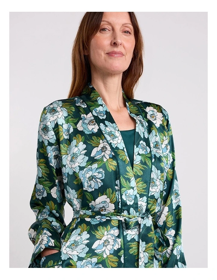 Acacia Silk Sleep Robe in Emerald Multi image 2