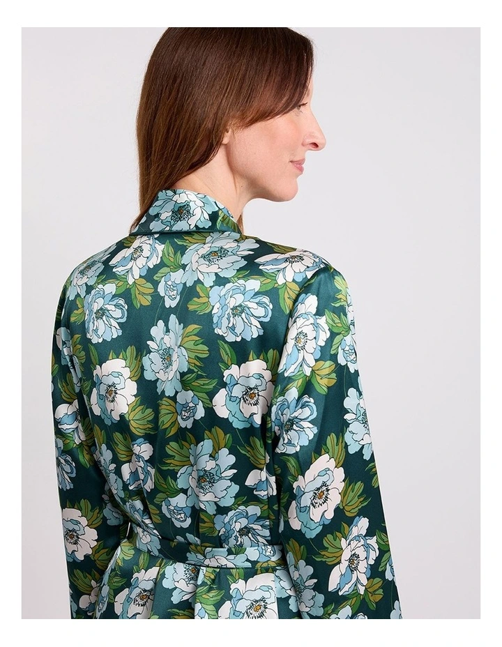 Acacia Silk Sleep Robe in Emerald Multi image 5