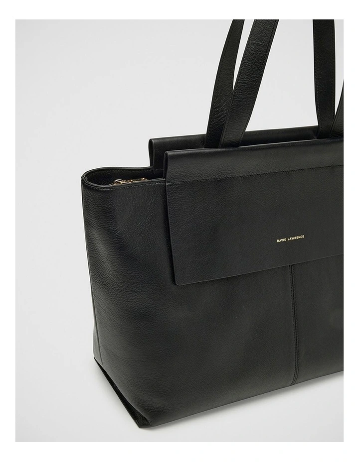 Zemira Leather Tote Bag in Black image 2