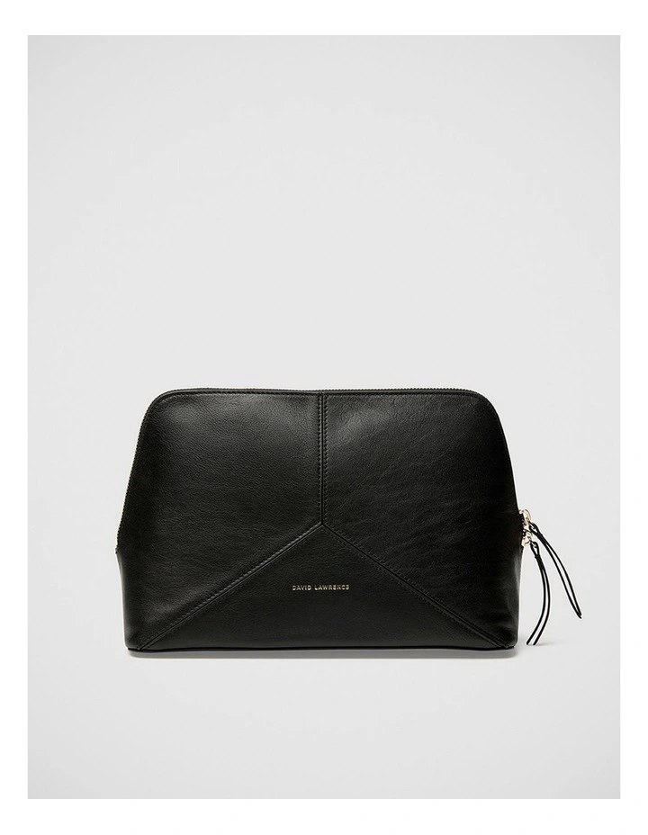 Frida Leather Cosmetic Pouch in Black image 1