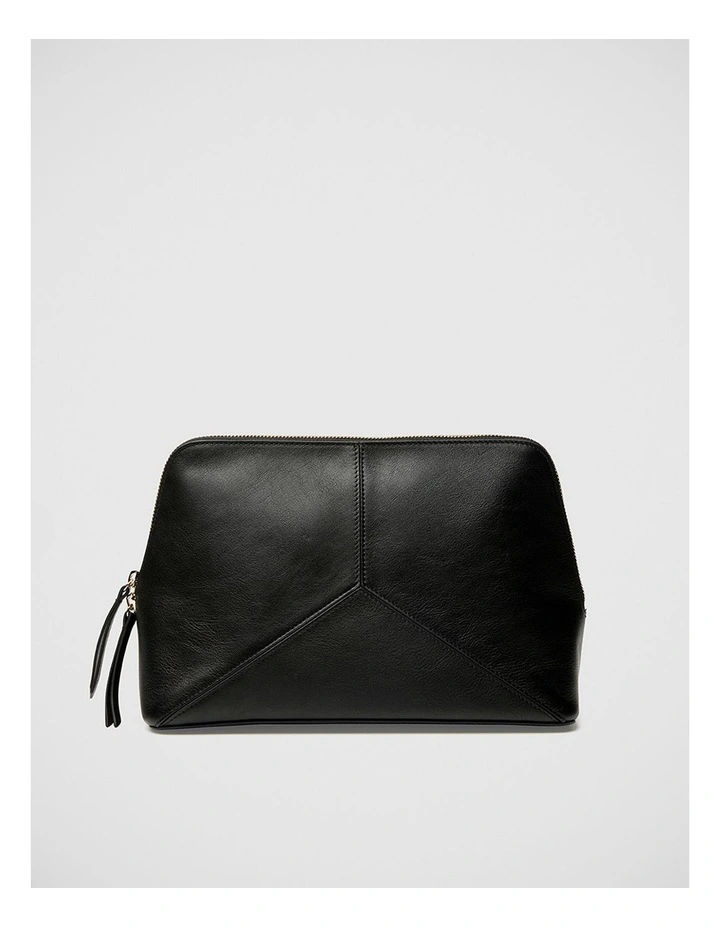 Frida Leather Cosmetic Pouch in Black image 2