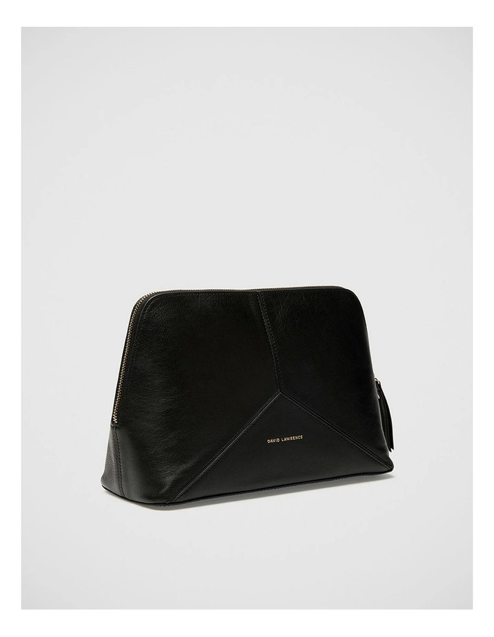 Frida Leather Cosmetic Pouch in Black image 3