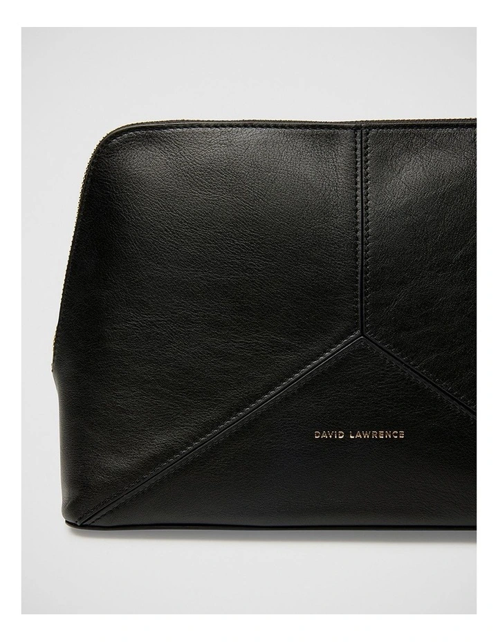 Frida Leather Cosmetic Pouch in Black image 4