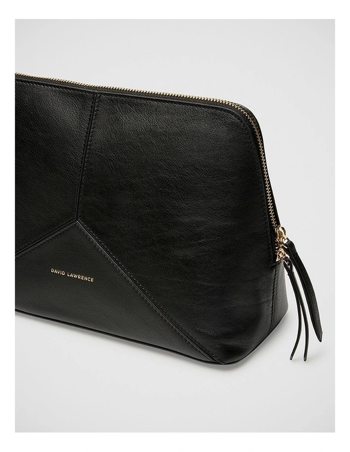 Frida Leather Cosmetic Pouch in Black image 5