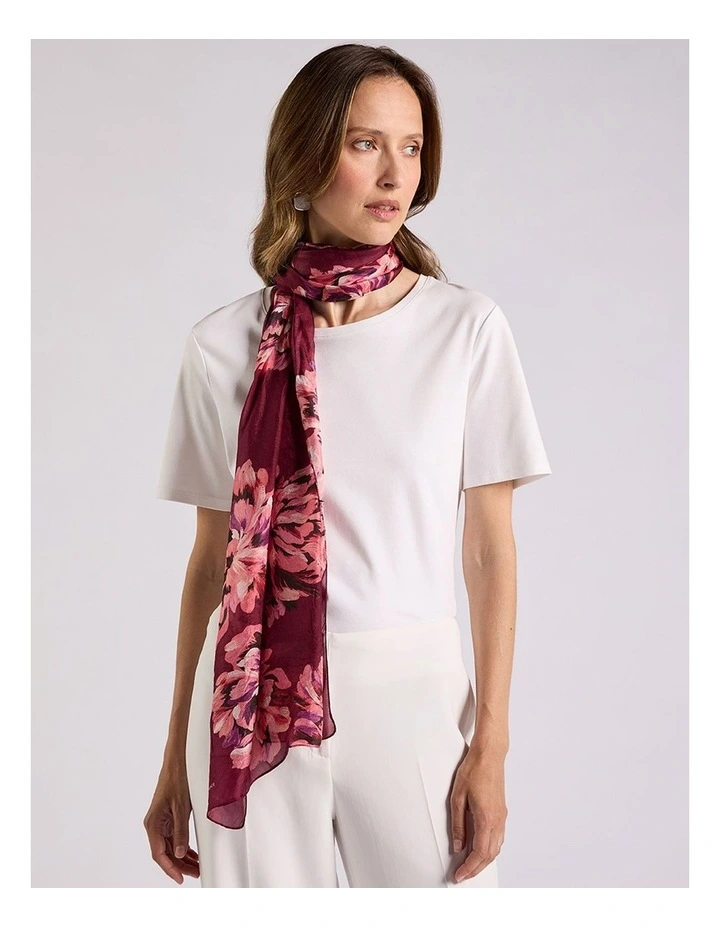Delanie Silk Scarf in Shiraz Red Multi image 1