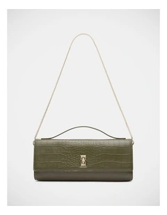 Henri Leather Evening Bag in Olive