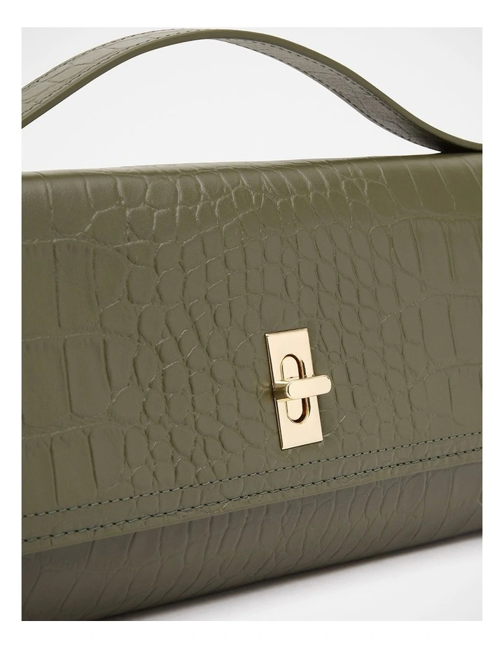 Henri Leather Evening Bag in Olive image 2