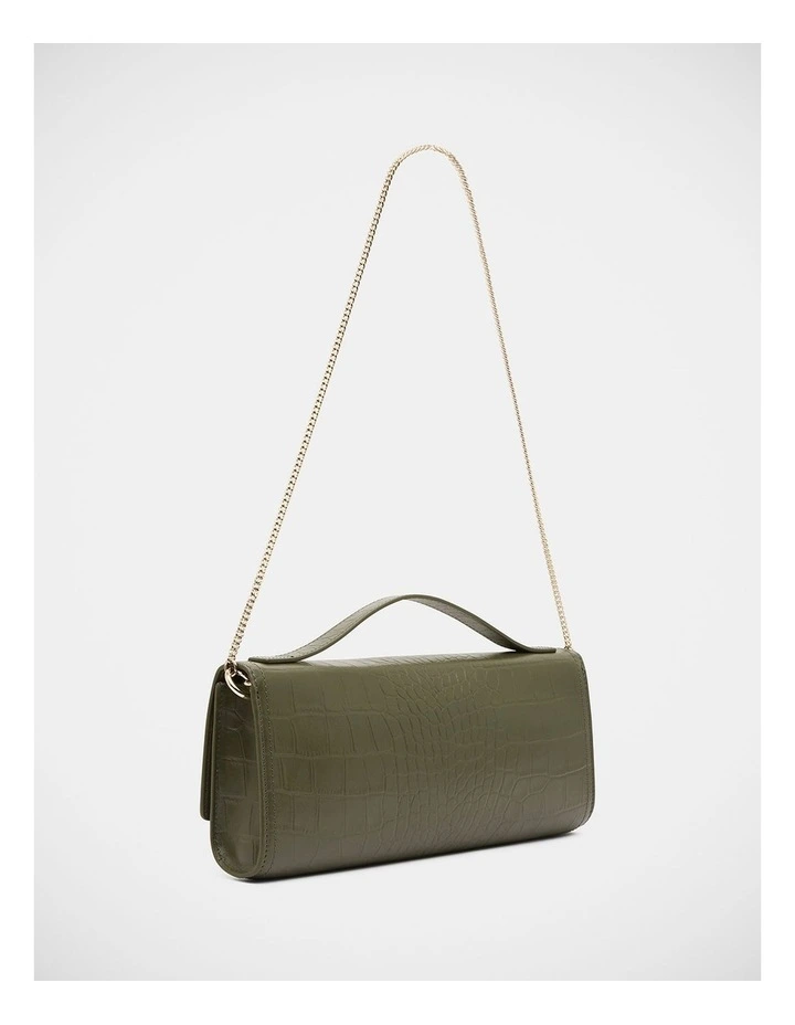 Henri Leather Evening Bag in Olive image 3